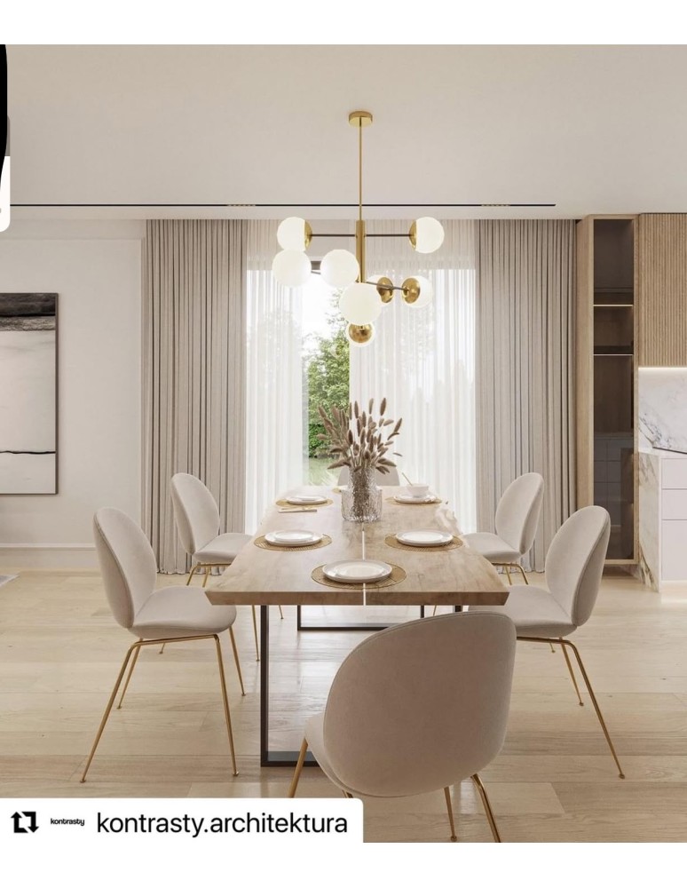 Pendant lamps spheres - Argon CAMERON 8 fl. pendant lamp 8x15W (max) opal mat black mat brass 5041 - product kolory-swiatla.pl 2