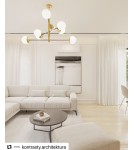 Pendant lamps spheres - Argon CAMERON 8 fl. pendant lamp 8x15W (max) opal mat black mat brass 5041 - product 3