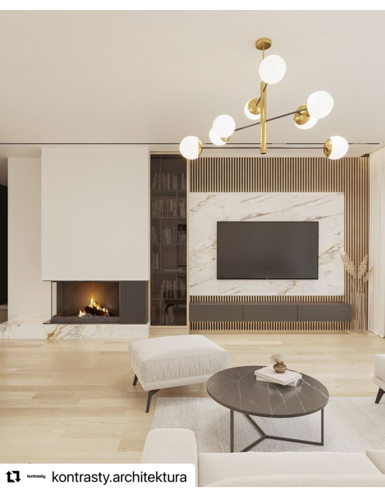 Pendant lamps spheres - Argon CAMERON 8 fl. pendant lamp 8x15W (max) opal mat black mat brass 5041 - product kolory-swiatla.pl 4