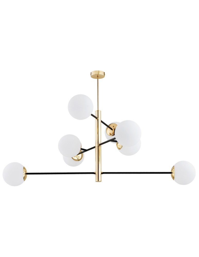 Pendant lamps spheres - Argon CAMERON 8 fl. pendant lamp 8x15W (max) opal mat black mat brass 5041 - product kolory-swiatla.pl 6