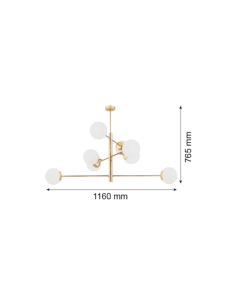 Pendant lamps spheres - Argon CAMERON 8 fl. pendant lamp 8x15W (max) opal mat brass 5043 - product kolory-swiatla.pl 4