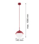 Single pendant lamps - Argon CAPPELLO 1 fl. pendant lamp 1x15W (max) opal mat red 8296 - product 6