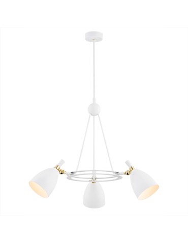 Argon CHARLOTTE 3 fl. chandelier 3x15W (max) white structure brass elements 6148