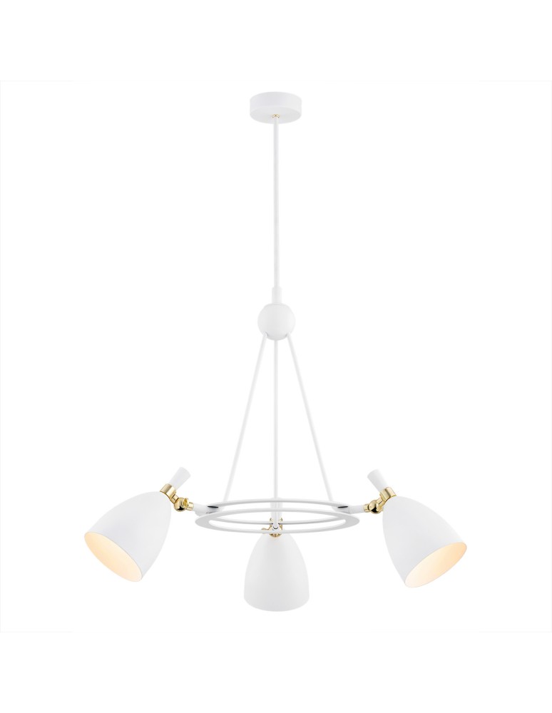 Chandeliers - Argon CHARLOTTE 3 fl. chandelier 3x15W (max) white structure brass elements 6148 - product kolory-swiatla.pl 1