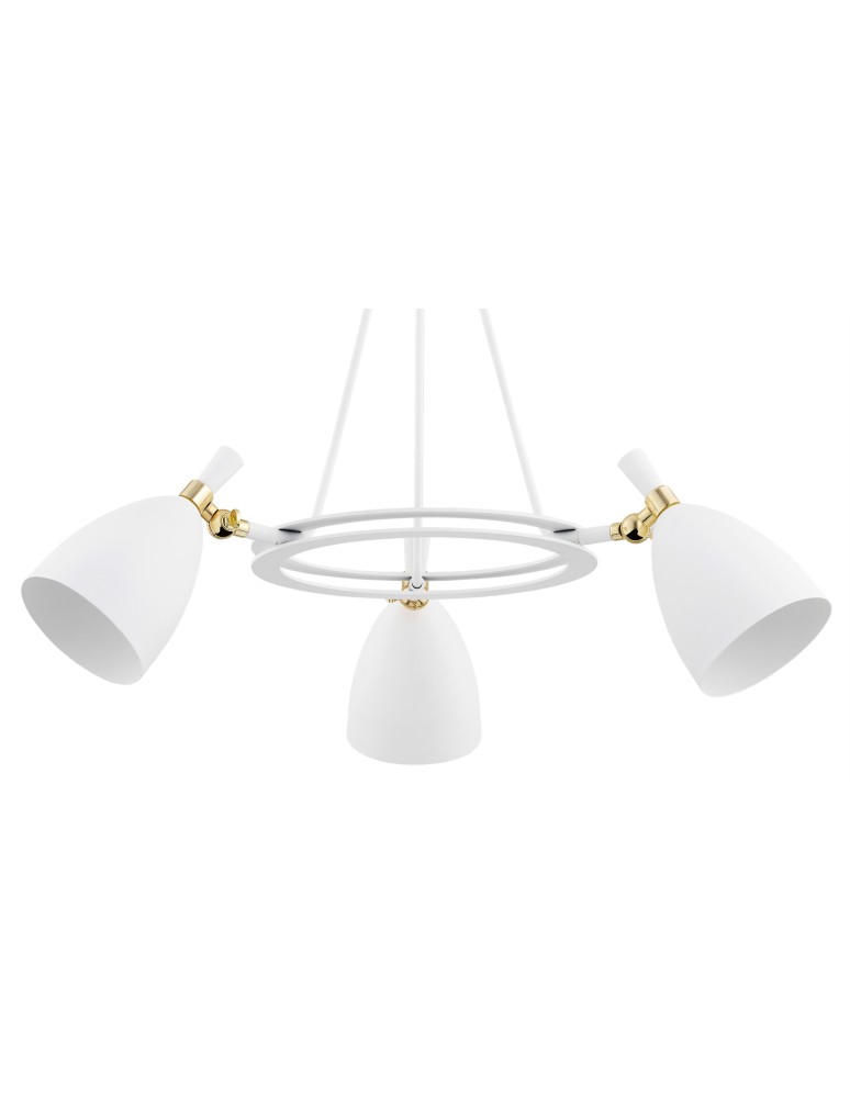 Chandeliers - Argon CHARLOTTE 3 fl. chandelier 3x15W (max) white structure brass elements 6148 - product kolory-swiatla.pl 3