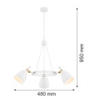 Chandeliers - Argon CHARLOTTE 3 fl. chandelier 3x15W (max) white structure brass elements 6148 - product 6