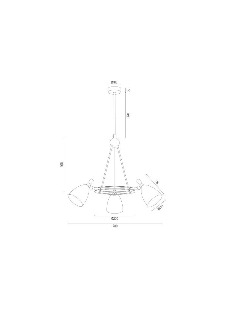 Chandeliers - Argon CHARLOTTE 3 fl. chandelier 3x15W (max) white structure brass elements 6148 - product kolory-swiatla.pl 7