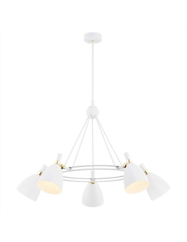 Argon CHARLOTTE żyrandol 5 pł. 5x15W (max) biała struktura elementy mosiądzowane 2117
