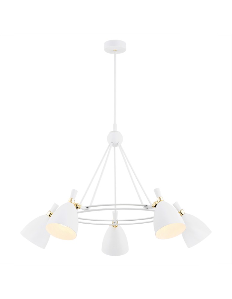 Argon CHARLOTTE żyrandol 5 pł. 5x15W (max) biała struktura elementy mosiądzowane 2117