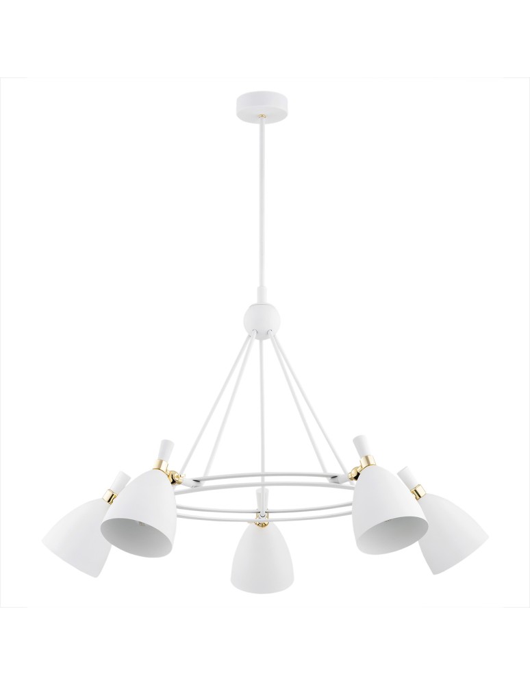 Argon CHARLOTTE żyrandol 5 pł. 5x15W (max) biała struktura elementy mosiądzowane 2117