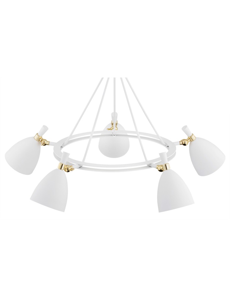 Argon CHARLOTTE żyrandol 5 pł. 5x15W (max) biała struktura elementy mosiądzowane 2117