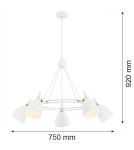 Argon CHARLOTTE żyrandol 5 pł. 5x15W (max) biała struktura elementy mosiądzowane 2117