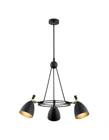 Argon CHARLOTTE 3 fl. chandelier 3x15W (max) black structure brass elements 6149