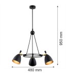 Chandeliers - Argon CHARLOTTE 3 fl. chandelier 3x15W (max) black structure brass elements 6149 - product 6