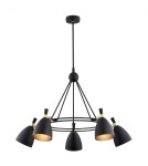 Chandeliers - Argon CHARLOTTE chandelier 5 fl. 5x15W (max) black structure brass elements 2118 - product 1