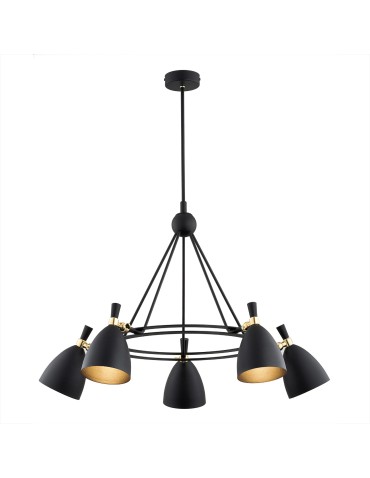 Argon CHARLOTTE chandelier 5 fl. 5x15W (max) black structure brass elements 2118