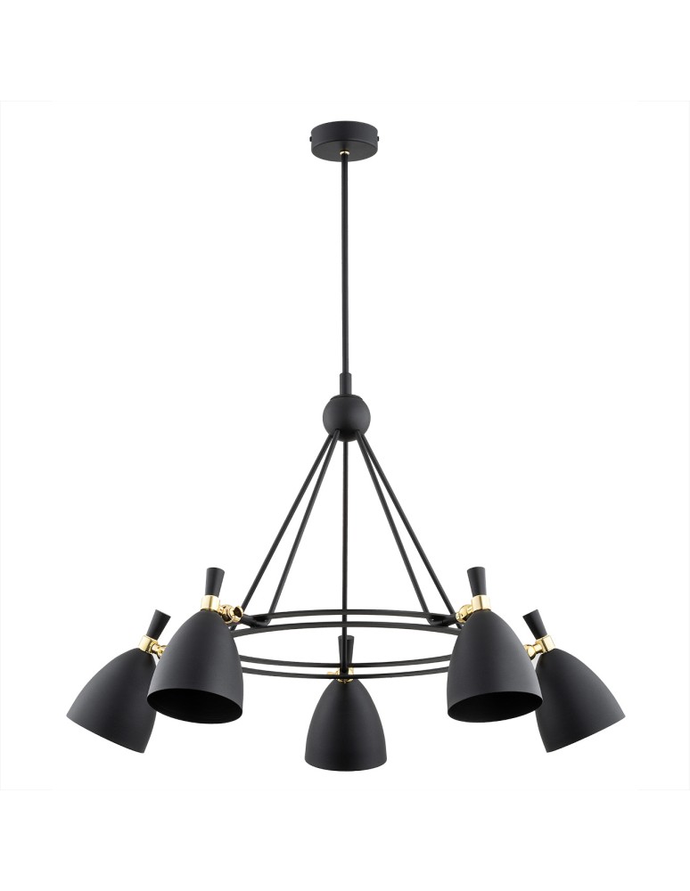 Chandeliers - Argon CHARLOTTE chandelier 5 fl. 5x15W (max) black structure brass elements 2118 - product kolory-swiatla.pl 3