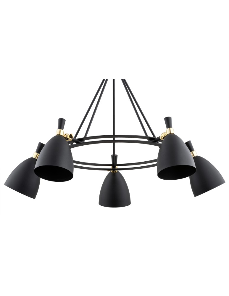Chandeliers - Argon CHARLOTTE chandelier 5 fl. 5x15W (max) black structure brass elements 2118 - product kolory-swiatla.pl 4