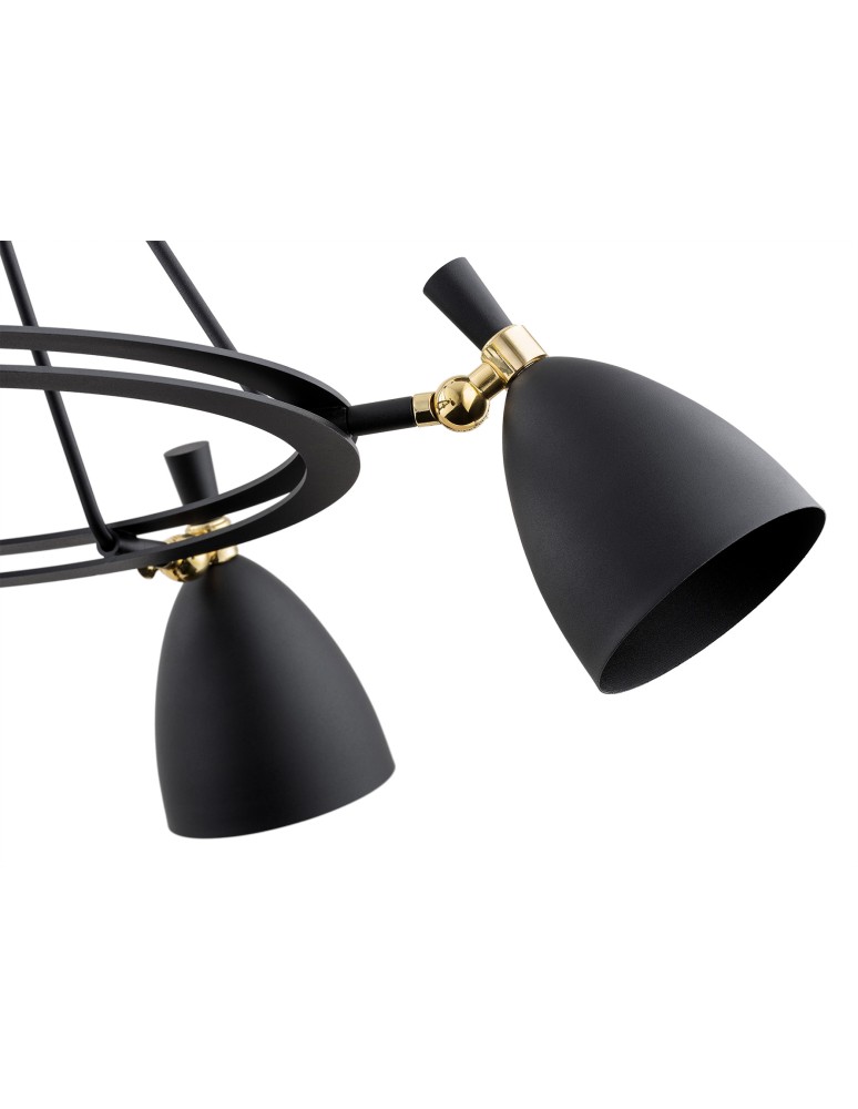 Argon CHARLOTTE żyrandol 5 pł. 5x15W (max) czarny struktura elementy mosiądzowane 2118