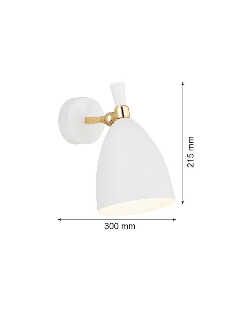 Loft wall lamps - industrial - Argon CHARLOTTE wall lamp 1 pł. 1x15W (max) white structure brass elements 4699 - product kolory-swiatla.pl 4