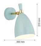 Argon CHARLOTTE kinkiet 1 pł. 1x15W (max) błękit mat elementy mosiądzowane 4700