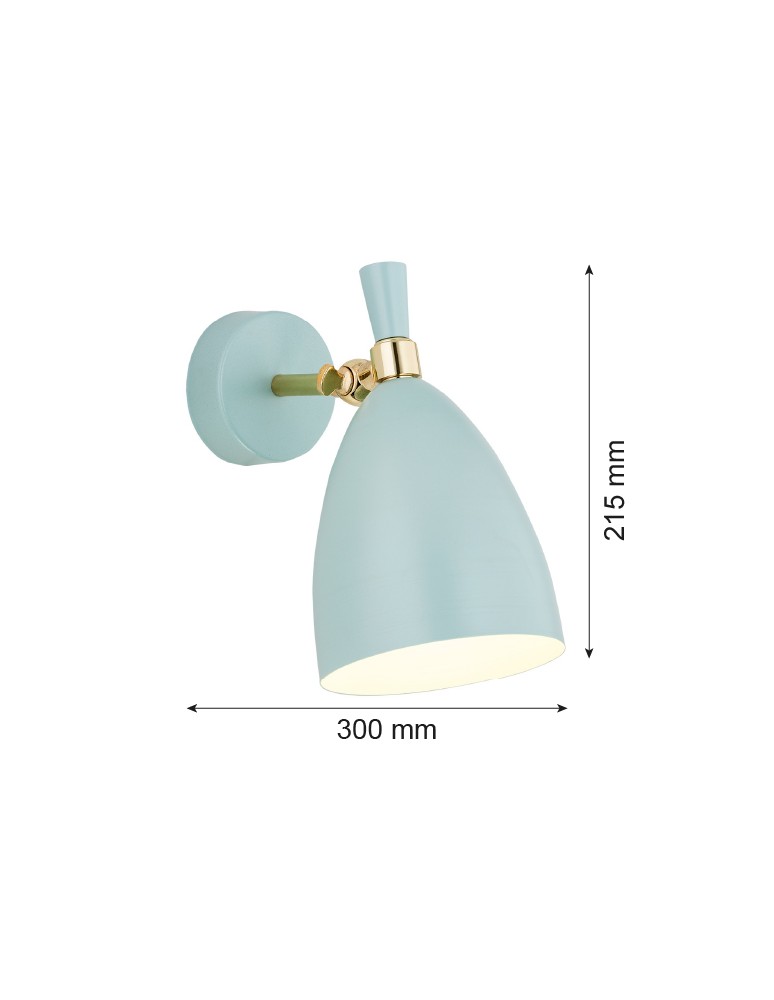 Argon CHARLOTTE kinkiet 1 pł. 1x15W (max) błękit mat elementy mosiądzowane 4700