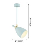 Argon CHARLOTTE lampa wisząca 1 pł. 1x15W (max) błękit mat elementy mosiądzowane 4685