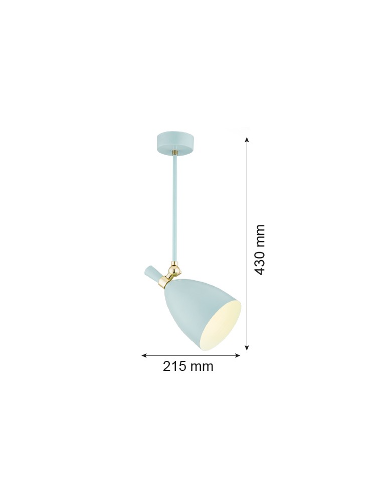 Spotlight ceiling lamps - Argon CHARLOTTE pendant lamp 1 pł. 1x15W (max) blue matte brass elements 4685 - product kolory-swiatla.pl 6