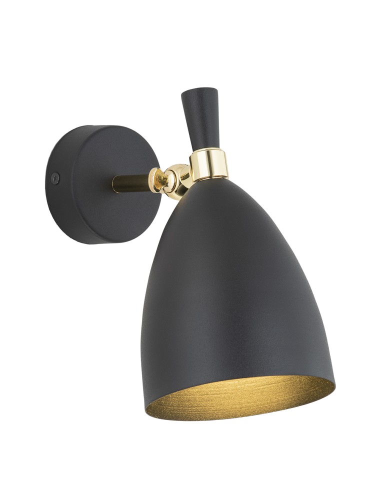 Loft wall lamps - industrial - Argon CHARLOTTE wall lamp 1 pł. 1x15W (max) black structure brass elements 4701 - product kolory-swiatla.pl 1