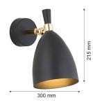 Loft wall lamps - industrial - Argon CHARLOTTE wall lamp 1 pł. 1x15W (max) black structure brass elements 4701 - product 4