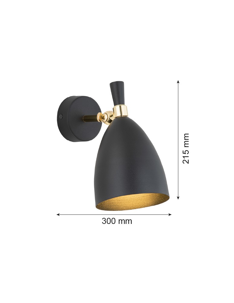 Loft wall lamps - industrial - Argon CHARLOTTE wall lamp 1 pł. 1x15W (max) black structure brass elements 4701 - product kolory-swiatla.pl 4
