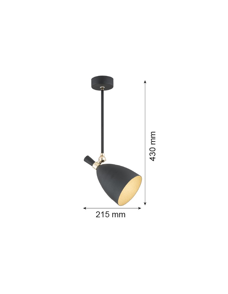 Spotlight ceiling lamps - Argon CHARLOTTE pendant lamp 1 pł. 1x15W (max) black structure brass elements 4686 - product kolory-swiatla.pl 6