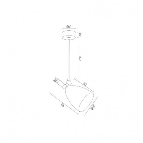 Argon CHARLOTTE lampa wisząca 1 pł. 1x15W (max) czarny struktura elementy mosiądzowane 4686