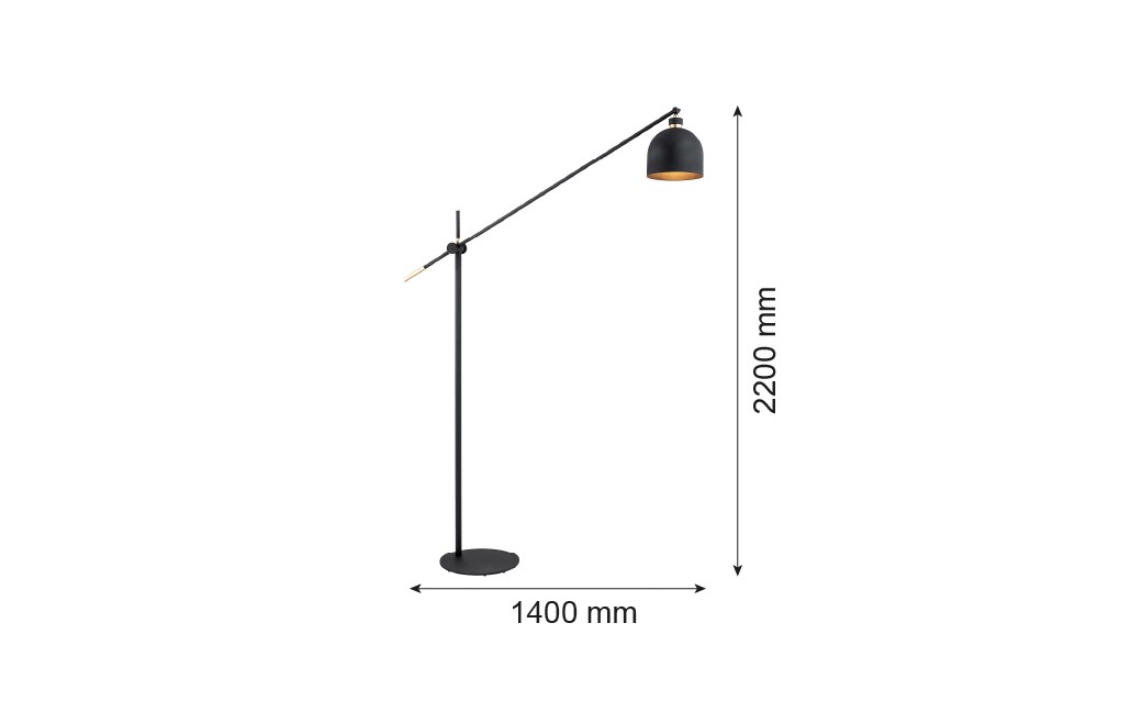 Argon DETROIT lampa podłogowa 1 pł. 1x15W (max) czarny struktura elementy mosiądzowane 4735
