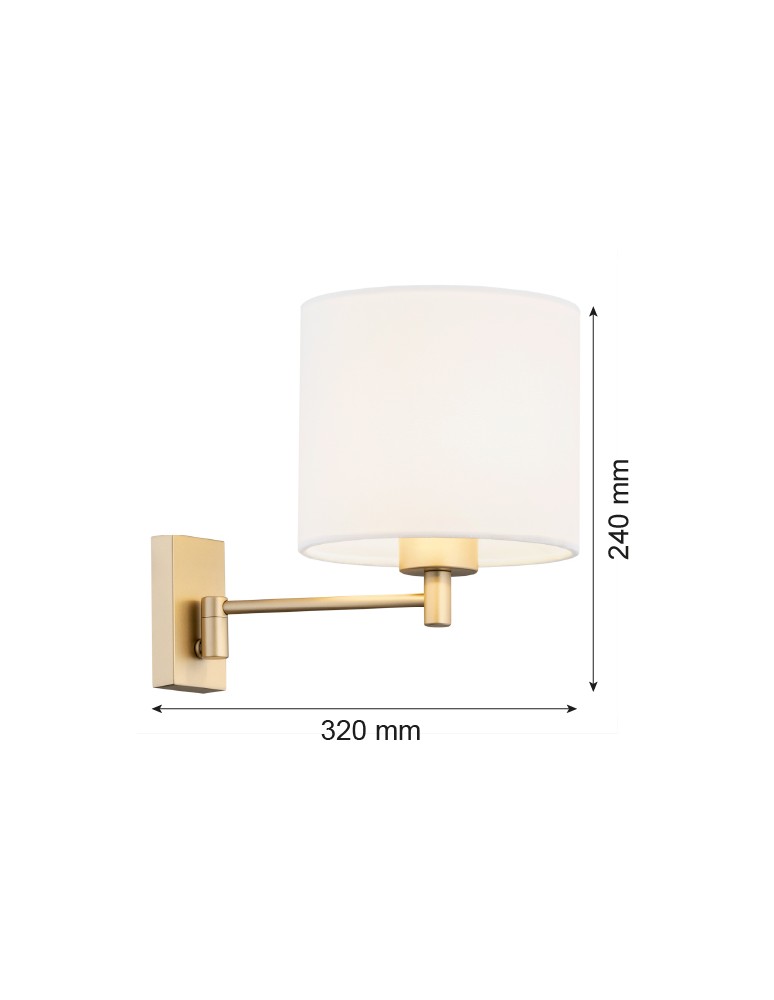Wall lamps with lampshade - Argon DOLCE wall lamp 1 pł. 1x15W (max) white gold 8370 - product kolory-swiatla.pl 3