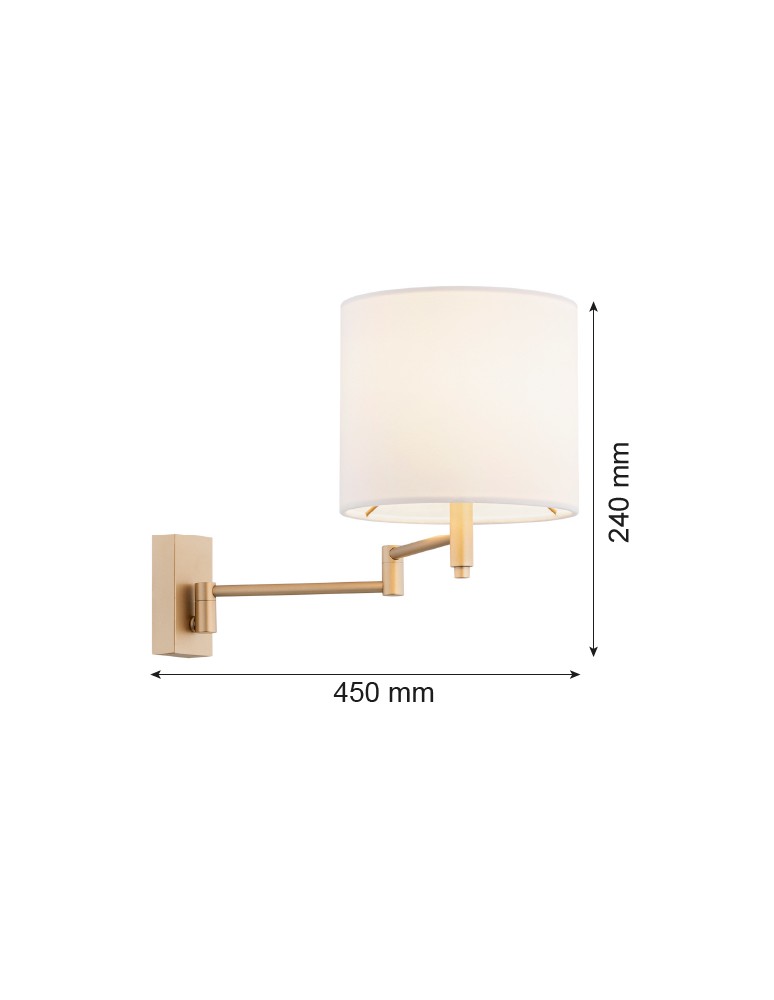 Wall lamps with lampshade - Argon DOLCE 1-light wall lamp cantilever 1x15W (max) white gold 8314 - product kolory-swiatla.pl 3