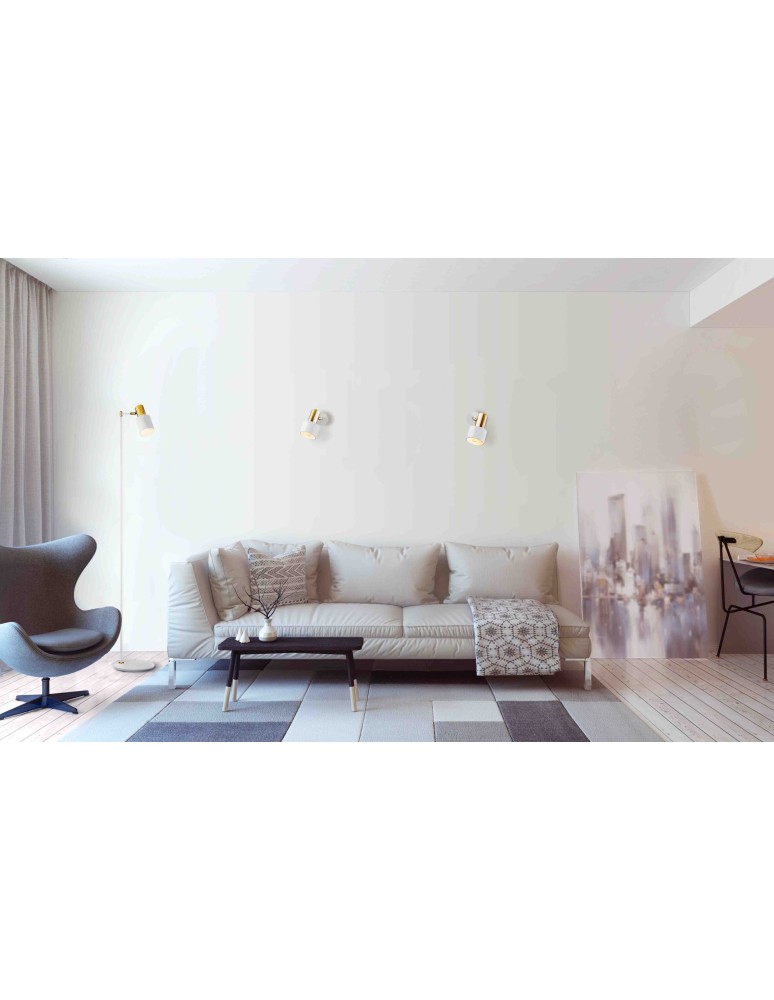 Argon DORIA kinkiet 1 pł. 1x15W (max) biały struktura mosiądz 4264