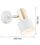 Argon DORIA kinkiet 1 pł. 1x15W (max) biały struktura mosiądz 4264