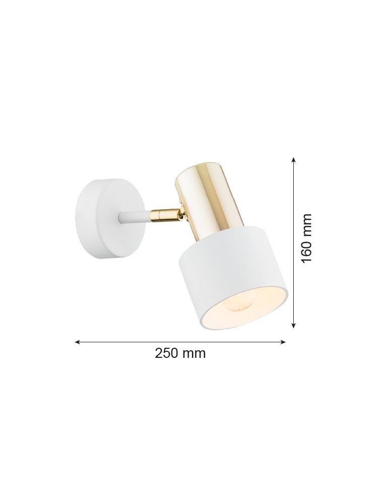 Argon DORIA kinkiet 1 pł. 1x15W (max) biały struktura mosiądz 4264