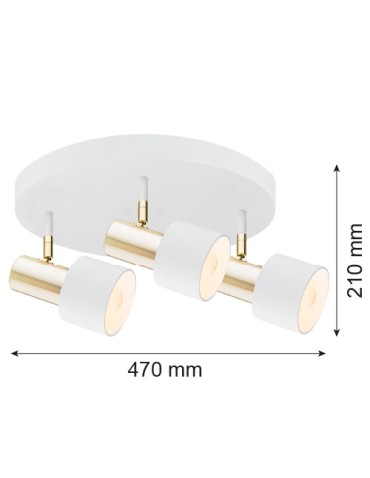 Argon DORIA plafon 3 pł. 3x15W (max) biały struktura mosiądz 6008 - produkt 2