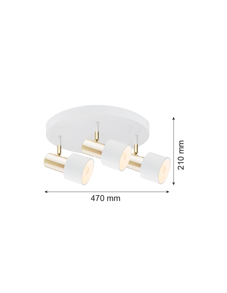 Adjustable ceiling lamps - spots - Argon DORIA plafond 3 fl. 3x15W (max) white structure brass 6008 - product kolory-swiatla.pl 2