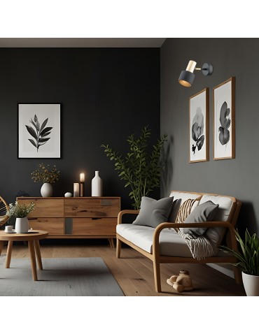 Argon DORIA kinkiet 1 pł. 1x15W (max) czarny struktura elementy mosiądzowane 4265 - produkt 2