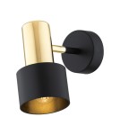 Argon DORIA kinkiet 1 pł. 1x15W (max) czarny struktura elementy mosiądzowane 4265