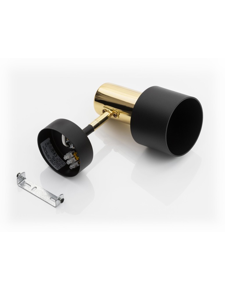 Argon DORIA kinkiet 1 pł. 1x15W (max) czarny struktura elementy mosiądzowane 4265