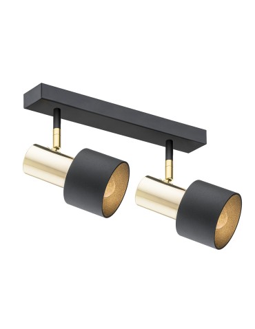 Argon DORIA plafond 2 fl. 2x15W (max) black structure brass 925