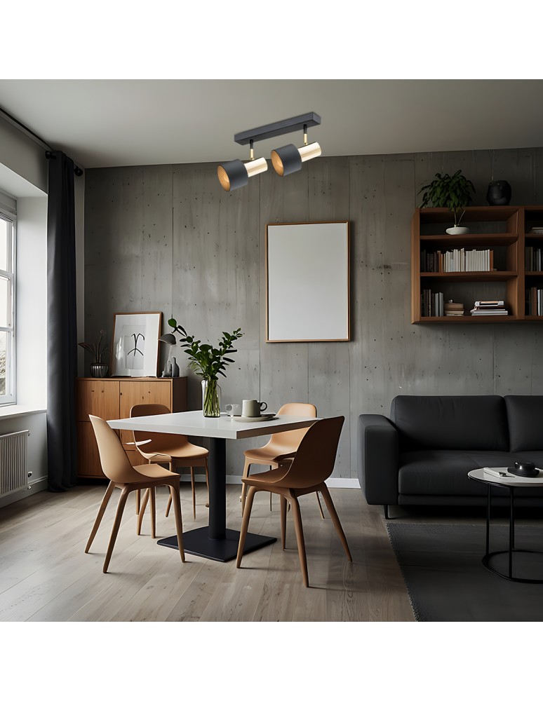 Adjustable ceiling lamps - spots - Argon DORIA plafond 2 fl. 2x15W (max) black structure brass 925 - product kolory-swiatla.pl 2