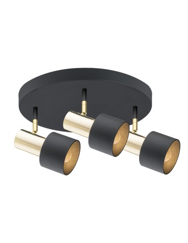 Argon DORIA plafond 3 fl. 3x15W (max) black structure brass 6006