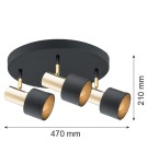 Adjustable ceiling lamps - spots - Argon DORIA plafond 3 fl. 3x15W (max) black structure brass 6006 - product 2
