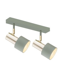 Argon DORIA plafond 2 fl. 2x15W (max) sage structure brass elements 926