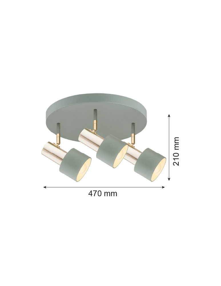 Adjustable ceiling lamps - spots - Argon DORIA plafond 3 fl. 3x15W (max) sage structure brass elements 6007 - product kolory-swiatla.pl 2